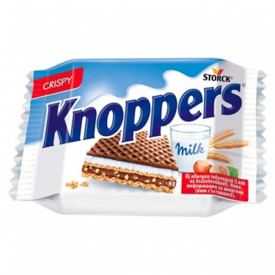 KNOPPERS TÖLTÖTT OSTYA KAKAÓS TEJBEVONÓVAL FÉLIG MÁRTVA 25G