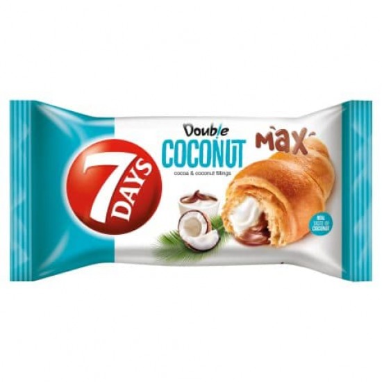 7DAYS DOUBLE MAX CROISSANT KAKAÓS ÉS KÓKUSZOS TÖLTELÉKKEL 80 G