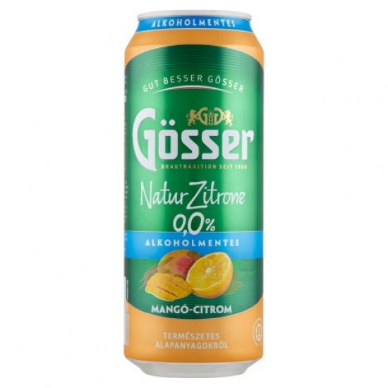 GÖSSER NATUR ZITRONE MANGÓ-CITROM ÍZŰ ALKOHOLMENTES SÖRITAL 0,0% 0,5 L
