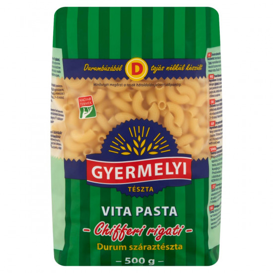 GYERMELYI VITA PASTA CHIFFERI RIGATI DURUM SZÁRAZTÉSZTA 500 G GYERMELYI VITA PASTA CHIFFERI RIGATI DURUM SZÁRAZTÉSZTA 500 G