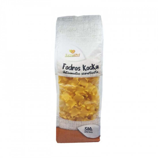 LOVE DIET FODROS KOCKA GLUTÉNMENTES SZÁRAZTÉSZTA KUKORICÁBÓL 500G