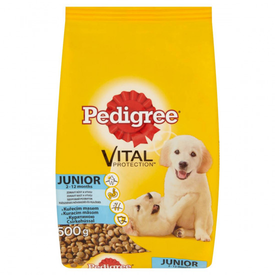 PEDIGREE JUNIOR SZÁRAZ ÁLLATELEDEL KÖZEPES MÉRETŰ KUTYÁK SZÁMÁRA CSIRKÉVEL 500G