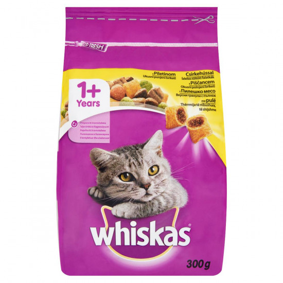 WHISKAS SZÁRAZ ÁLLATELEDEL CSIRKE-ZÖLDSÉG 300 G